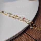 14K Plated Pearl Crushed Stone Hand-Woven Bracelet Gift