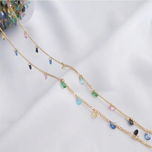 14K Plated CZ Drop Pendant Bracelet Necklace Chain for DIY Jewelry Making