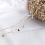 14K Plated CZ Drop Pendant Bracelet Necklace Chain for DIY Jewelry Making