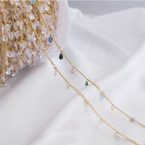 14K Plated CZ Drop Pendant Bracelet Necklace Chain for DIY Jewelry Making