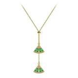 14K Plated Green Zircon Scallop Pendant Necklace for Women