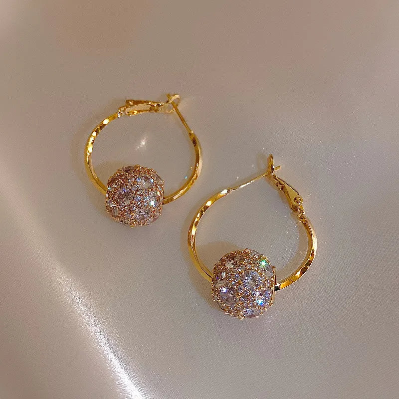 14K Real Plating Korea Zircon Swivel Earrings Women's Accessories