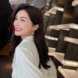 14K Real Plating Korea Zircon Swivel Earrings Women's Accessories