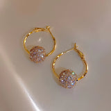 14K Real Plating Korea Zircon Swivel Earrings Women's Accessories