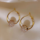 14K Real Plating Korea Zircon Swivel Earrings Women's Accessories
