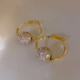 14K Real Plating Korea Zircon Swivel Earrings Women's Accessories