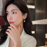 14K Real Plating Korea Zircon Swivel Earrings Women's Accessories