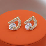 Korea Jewelry Zircon Letter D Earrings Women's Party Earrings