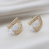 Korea Jewelry Zircon Letter D Earrings Women's Party Earrings