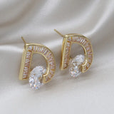 Korea Jewelry Zircon Letter D Earrings Women's Party Earrings