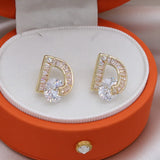 Korea Jewelry Zircon Letter D Earrings Women's Party Earrings