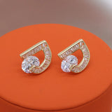 Korea Jewelry Zircon Letter D Earrings Women's Party Earrings