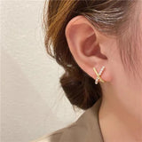 14K Small Cross Pearl Earrings Girls Jewelry