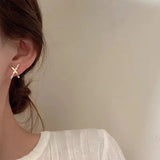 14K Small Cross Pearl Earrings Girls Jewelry