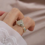 14K Real Plating Zircon Leopard Ring Women's Adjustable Earrings