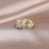 14K Real Plating Zircon Leopard Ring Women's Adjustable Earrings