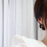 14K Zircon Stripe Tassel Earrings Bridal Wedding Jewelry Gift