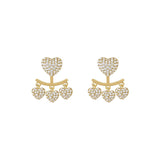 14K Gold Plated Zircon Heart Earrings for Women's Prom Party