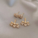 14K Gold Plated Zircon Heart Earrings for Women's Prom Party