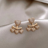 14K Gold Plated Zircon Heart Earrings for Women's Prom Party
