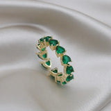 14K Gold Plated Green Zircon Love Ring Adjustable for Women