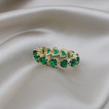 14K Gold Plated Green Zircon Love Ring Adjustable for Women