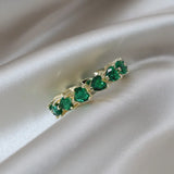 14K Gold Plated Green Zircon Love Ring Adjustable for Women