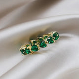14K Gold Plated Green Zircon Love Ring Adjustable for Women