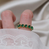 14K Gold Plated Green Zircon Love Ring Adjustable for Women