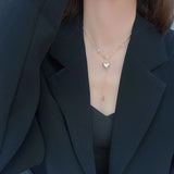 14K CZ Heart Chain Pendant Necklaces for Women Crystal Star Necklaces