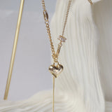 14K CZ Heart Chain Pendant Necklaces for Women Crystal Star Necklaces