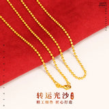 14K Yellow Beads Necklace for Men Military Fine Chains Jewelry