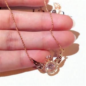 14K Rose Round Diamond Necklace Pendant Women Lady Anniversary Gift