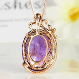 14K Rose Necklace with Amethyst Pendant, Chalcedony Gemstone Jewelry