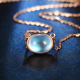 14K Rose Bear Cub Pendant Necklaces Sapphire Blue Gemstone Anniversary Gift