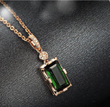 14K Rose Diamond Necklace Pendant Natural Emerald jade Necklace for Women