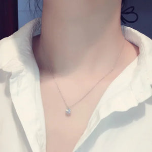 14K Rose Necklace with Zircon Gemstone Pendant for Women