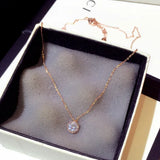 14K Rose Necklace with Zircon Gemstone Pendant for Women