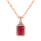 14K Rose Pendant Natural Red Ruby Treasure Pendant Necklace Jewelry
