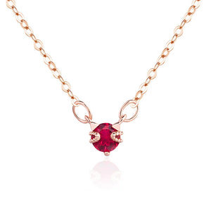 14K Rose Gold Ruby Pendant Necklace Jewelry