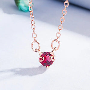 14K Rose Gold Ruby Pendant Necklace Jewelry