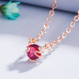 14K Rose Gold Ruby Pendant Necklace Jewelry