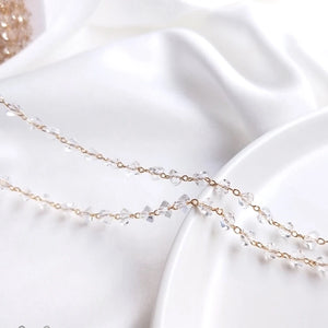 14K Filled 3x4.5MM Zircon Crystal Beads Necklace Chains DIY Jewelry