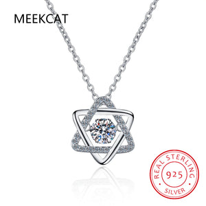 14K Moissanite Necklace 925 Silver 0.5ct Lab Diamond Hexagram Necklace