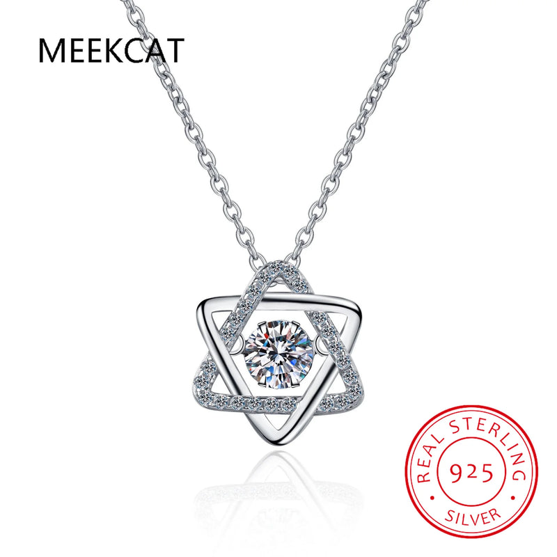 14K Moissanite Necklace 925 Silver 0.5ct Lab Diamond Hexagram Necklace