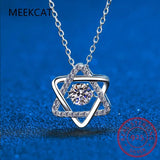 14K Moissanite Necklace 925 Silver 0.5ct Lab Diamond Hexagram Fine Jewelry