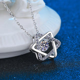 14K Moissanite Necklace 925 Silver 0.5ct Lab Diamond Hexagram Necklace