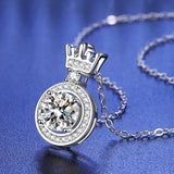 14K 1CT Moissanite Necklace Crown Pendent