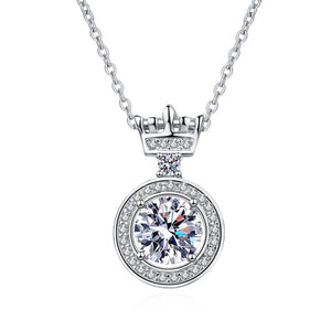 14K 1CT Moissanite Necklace Crown Pendent