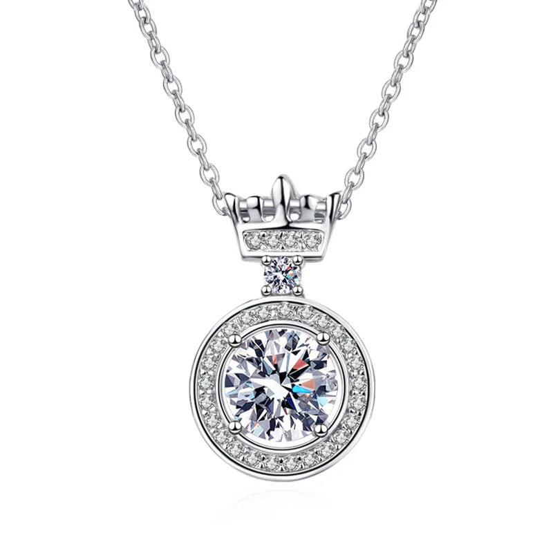 14K 1CT Moissanite Necklace Crown Pendent